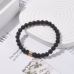 Bracelet extensible en hématite synthétique et pierre de lave naturelle&nbsp;BJEW-JB08066-02