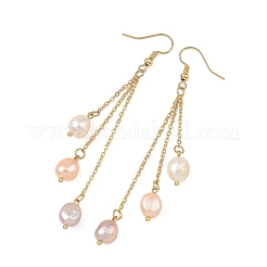 Orecchini pendenti con nappe di perle coltivate d'acqua dolce naturali.&nbsp;EJEW-JE07381-02