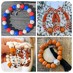 54 шт. 9 стиля непрозрачные акриловые бусины на спортивную тематику&nbsp;RESI-BT0001-28