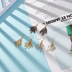 Juegos de aretes de racimo de corneta retorcida de vidrio para mujer&nbsp;EJEW-JE05059