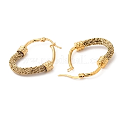 Boucles d'oreilles créoles en acier inoxydable 304 en forme de cœur avec chaînes en maille&nbsp;EJEW-M221-06G