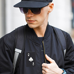 4шт. игральная карта туз пик светоотражающие нейлоновые и полиэстеровые липучки&nbsp;AJEW-GA0009-03B