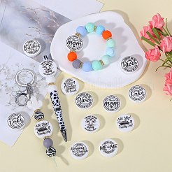 Perles focales rondes plates en silicone imprimées de qualité alimentaire&nbsp;SIL-SZ0001-31