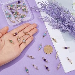 40 stücke 5 arten natürliche grüne aventurin & rose quarz & amethyst & gefärbt weiß jade & citrin runde stecker charms&nbsp;PALLOY-DC00044