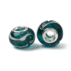 Perlen Rondelle Handgefertigte Goldsand lampwork european großes Loch&nbsp;X-LPDL-R007-07A