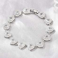 Bracelets de tennis en laiton pavés de zirconiums cubiques en forme de cœur pour femmes&nbsp;KK-CBA68DA-09P-01