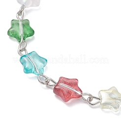 Браслеты-цепочки из стеклянных бусин-звездочек&nbsp;BJEW-JB12730