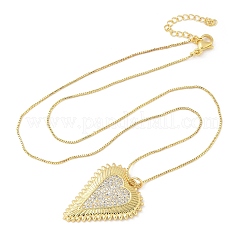 Латунные микропаве прозрачные кубические цирконии ожерелья с подвеской в виде сердца для женщин&nbsp;NJEW-D306-04G-B