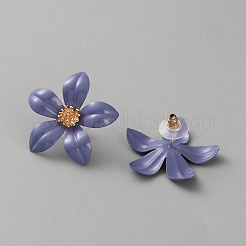 Серьги-гвоздики с цветком из эмали и железа&nbsp;EJEW-WH0033-57D