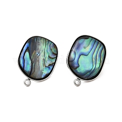 Фурнитура для сережек-гвоздиков из нержавеющей стали 304 с натуральными ракушками пауа&nbsp;STAS-Z125-07P