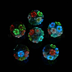 Бусины-цветы из светящейся полимерной глины со стразами&nbsp;RESI-C048-01C