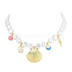 Collane con pendenti a forma di animali marini in ottone&nbsp;KK-CBA4547-03A-G
