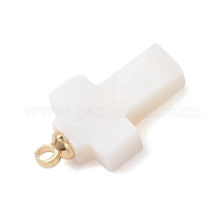 Подвески в виде крестиков из натуральных пресноводных ракушек с латунными креплениями&nbsp;PALLOY-JF04891