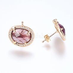 Латунные серьги-гвоздики из циркония&nbsp;ZIRC-G116-27-B04