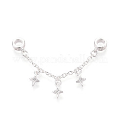 925 Sterling Silber Micro Pave klare Zirkonia Kettenverlängerungen&nbsp;STER-N016-54S