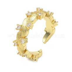 Messing Micro Pave Zirkonia Manschette offene Ringe&nbsp;RJEW-C163-10G