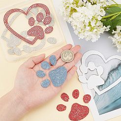 Блестящие стразы с эффектом горячей фиксации в виде сердца и отпечатка лапы&nbsp;DIY-FG0002-29