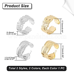 4 шт. 4 стиля ионного покрытия (IP) манжетные кольца из нержавеющей стали 304&nbsp;STAS-UN0032-84