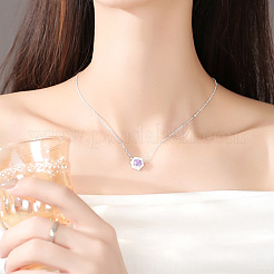Halsketten mit Anhänger aus Messing und lila Zirkonia-Pavé&nbsp;WG96DED-01