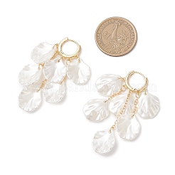 Серьги-люстры из искусственного жемчуга из АБС-пластика «Петалин»&nbsp;EJEW-TA00775