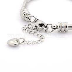 Bracelets à chaînes serpent rondes de style européen en acier inoxydable 304 résistant au ternissement&nbsp;X-STAS-J015-02