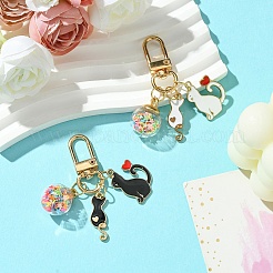 Украшение подвески из эмали из сплава кошки&nbsp;HJEW-YW00016-01