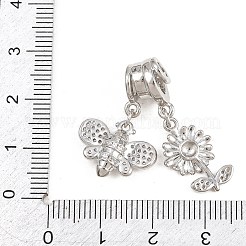 Ciondoli a molla in ottone con pavé di zirconi cubici trasparenti&nbsp;KK-H268-13A-P