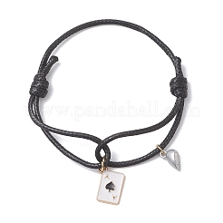 2 шт. браслет с подвеской в виде карты пик из эмалированного сплава&nbsp;BJEW-JB13424