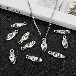 Ладонь в тибетском стиле с подвесками из сплава с цветком лотоса&nbsp;KK-P015-03AS-1