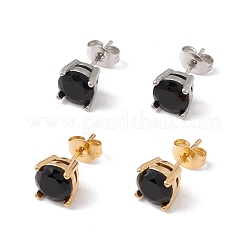 6 paire de boucles d'oreilles rondes plates en zircone cubique&nbsp;EJEW-G291-04A-M