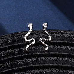 925 серьги-гвоздики из стерлингового серебра с прозрачным кубическим цирконием&nbsp;EJEW-F368-01P