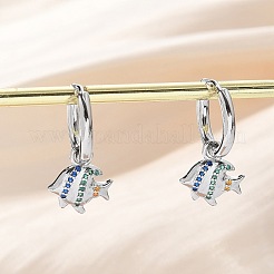 Orecchini a cerchio in ottone chiaro con zirconi cubici&nbsp;EJEW-Q014-26P