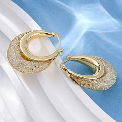Orecchini a cerchio in ottone chiaro con zirconi cubici&nbsp;EJEW-R025-36G
