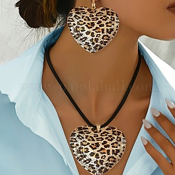 Комплекты из сплава с подвесками и ожерельями с леопардовым принтом в форме сердца для женщин&nbsp;FS-WG82190-01
