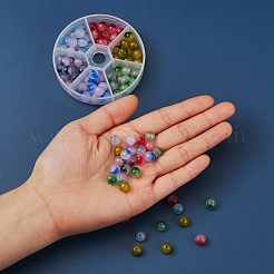 6 стиль окрашенных распылением нитей стеклянных бусин&nbsp;GGLA-YW0001-08