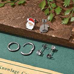 3 paire de boucles d'oreilles créoles et clous d'oreilles de Noël en acier inoxydable 304 pour femmes&nbsp;EJEW-K279-16P-04