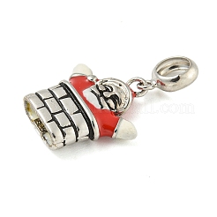 Charms colgantes navideños europeos de plata esterlina chapada en rodio antideslustre con esmalte&nbsp;STER-Z010-02P-01B