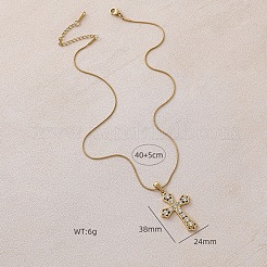 Винтажные ожерелья с подвеской-крестом из нержавеющей стали 304 с прозрачным стеклом для женщин&nbsp;KE6817