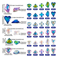 60шт 30 стиля подвески из гальванического стекла&nbsp;EGLA-TA0001-48