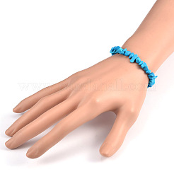 Bracciali sintetici in rilievo turchese sintetico chip&nbsp;BJEW-JB01826-06
