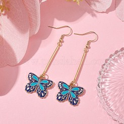 Серьги с подвесками в форме бабочки из сплава с эмалью&nbsp;EJEW-JE05604-03