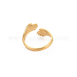 Anillo de puño abierto con doble abrazo de acero inoxidable 304 con revestimiento iónico (IP) para mujer&nbsp;X-RJEW-S405-199G
