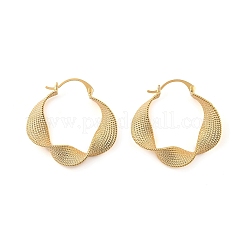 Текстурированные витые серьги-кольца из латуни для женщин&nbsp;EJEW-U055-03B-G