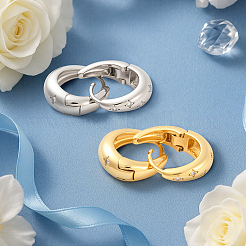 2 пара двухцветных серег-колец с прозрачными кубическими цирконами из латуни для женщин&nbsp;EJEW-GO0001-06