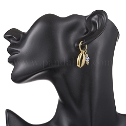 Серьги-кольца в форме ракушки из латуни&nbsp;EJEW-JE06738