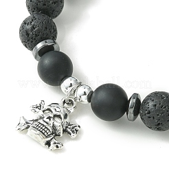 Braccialetti elasticizzati con perline miste naturali e sintetiche con ciondoli in lega&nbsp;BJEW-JB09444