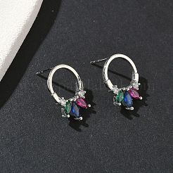 Латунные микро проложить серьги стержня кубического циркония&nbsp;EJEW-G452-01P