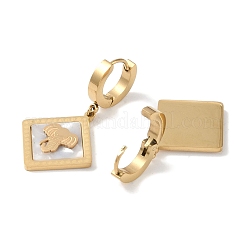 Серьги-кольца из нержавеющей стали 304 в виде ромба со слоном&nbsp;EJEW-L283-042G