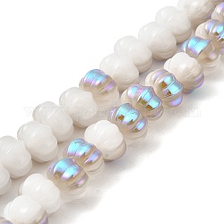 Demi-arc-en-ciel plaqué galvanoplastie perles de verre, deux tons, citrouille, lilas, 9x11x12mm, Trou: 1.2mm, Environ 74 pcs/chapelet, 23.23 pouce (59 cm)