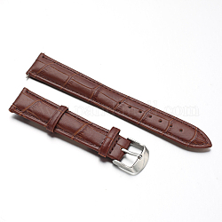 Cinturini per orologi in pelle, con chiusure in acciaio inossidabile , sella marrone, 88x18x2mm, 125x16x2mm
